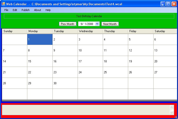 Bob's Web Calendar screenshot Bob's Web Calendar screenshot